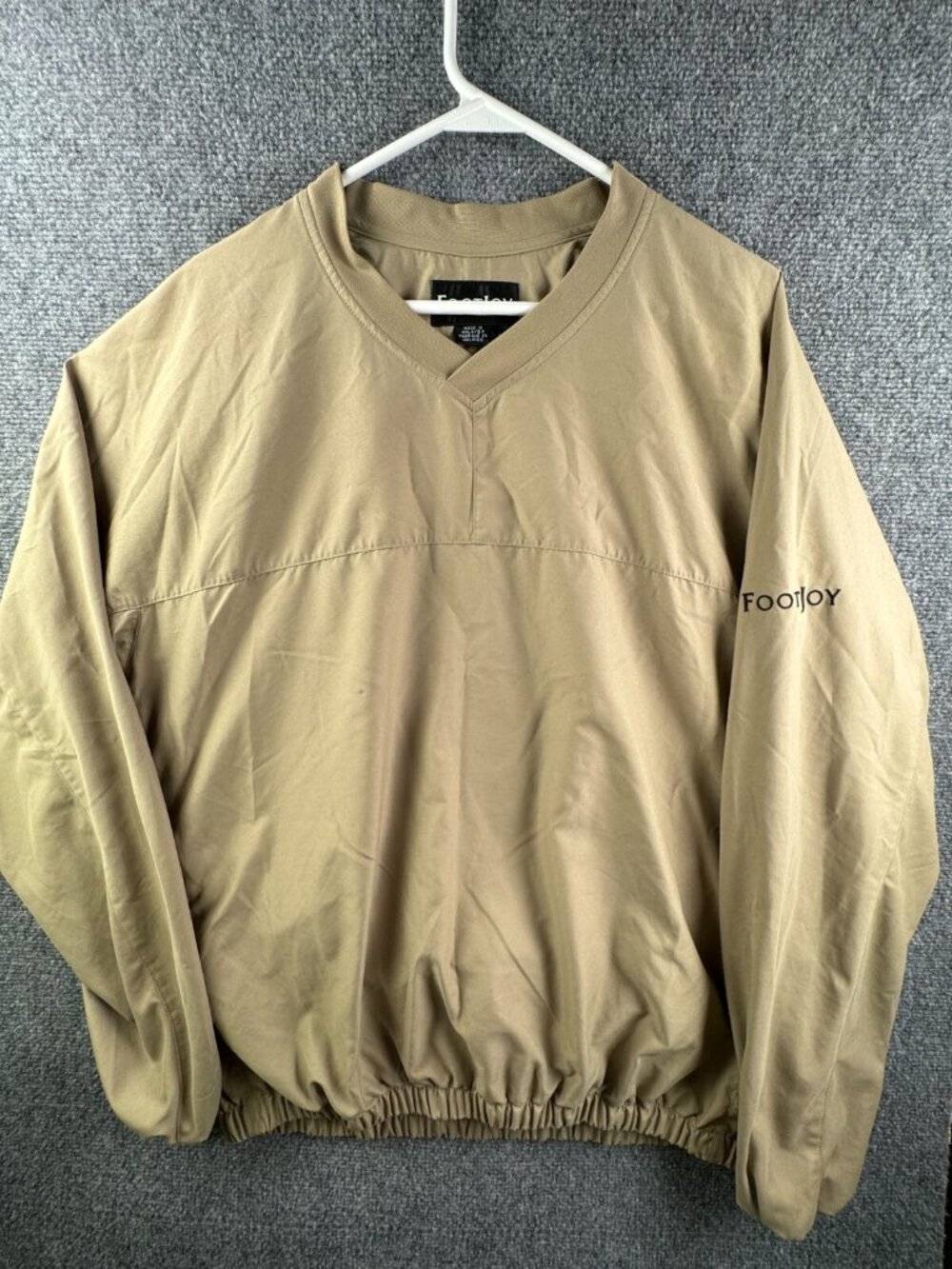 Footjoy Sweatshirt Mens Large Beige Pullover Long Sleeve Golf W/ Pockets Golfing